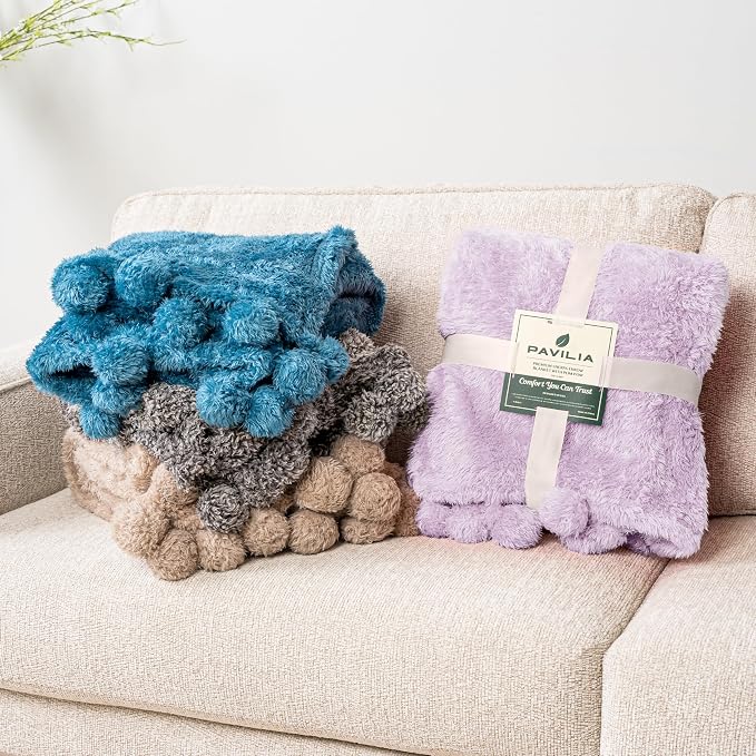 PAVILIA Lavender Sherpa Throw Blanket - Image 6