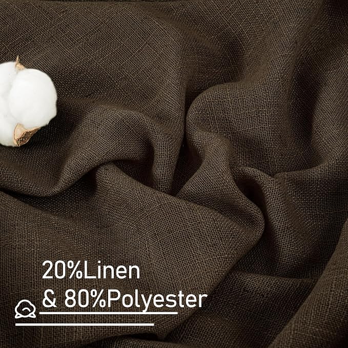 LAMIT Dark Brown Sheer Linen Curtains, 108 inch Light Filtering Semi Sheer - Image 2