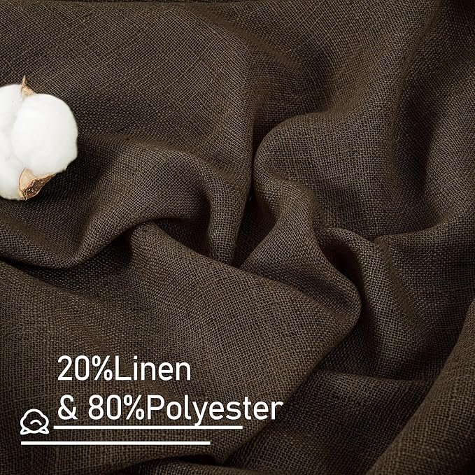 LAMIT Linen Curtains 45 Inch Length 2 Panels, Light Filtering Panels Back Tab - Image 2