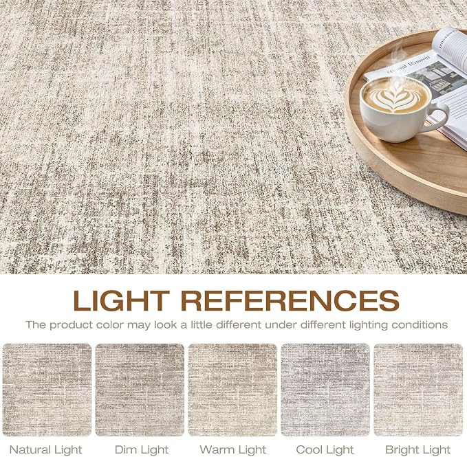 4x6 Rug Washable Area Rugs: Neutral Abstract Soft Modern Stain Resistant Small - Image 8