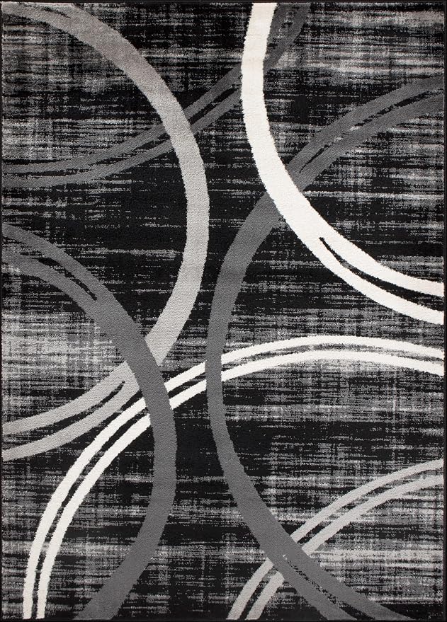 Rugshop Modern Wavy Circles Design Area Rug, Non-Shedding Carpet - Image 2