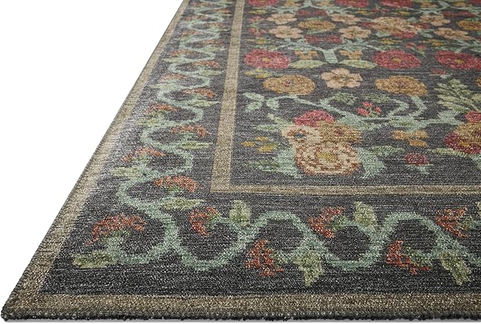 Loloi Rifle Paper Co. Rosa Collection RSA-01 Black 2'-6" x 7'-6" Runner Rug - Image 4