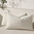 Set of 2 Soft Textured Throw Pillow Covers 12x20, Invisible Zipper Neutral by HOME