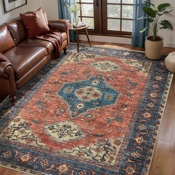 Tangsoo 3x5 Washable Rugs Oriental Area Rug, Vintage Non Slip Indoor Accent Rug - Image 2