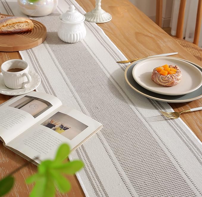 Caflife Boho Table Runner Natural Stripe - Image 5