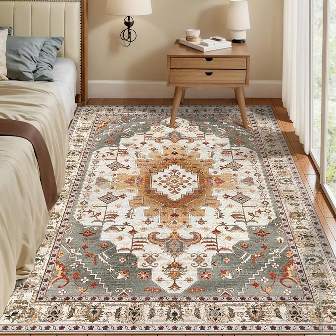 Tangsoo 4x6 Area Rugs for Living Room, Washable Vintage Rug Indoor, Distressed by Tangsoo