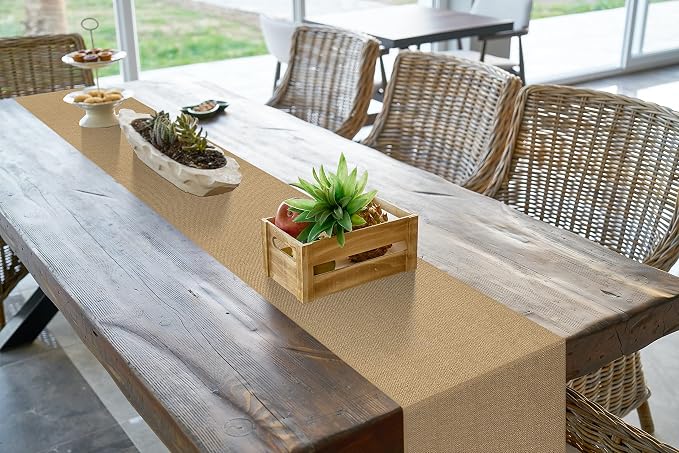 12 Pack 12 x 90 Inch Natural Burlap Table Runners, Rustic Jute Table Runner and - Image 3