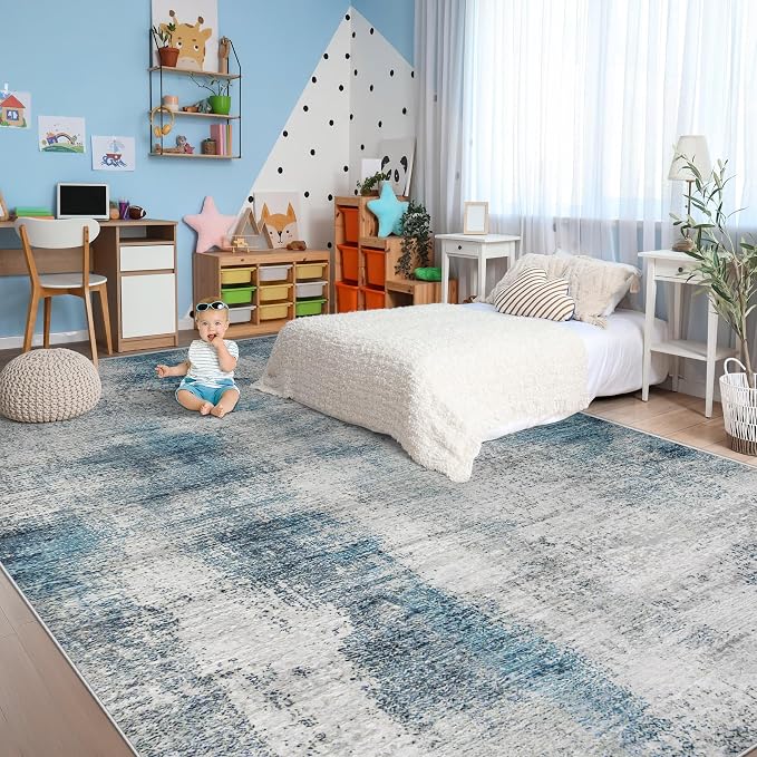 9x12 Area Rugs for Living Room: Washable Modern Abstract Rug Large Soft - Image 8