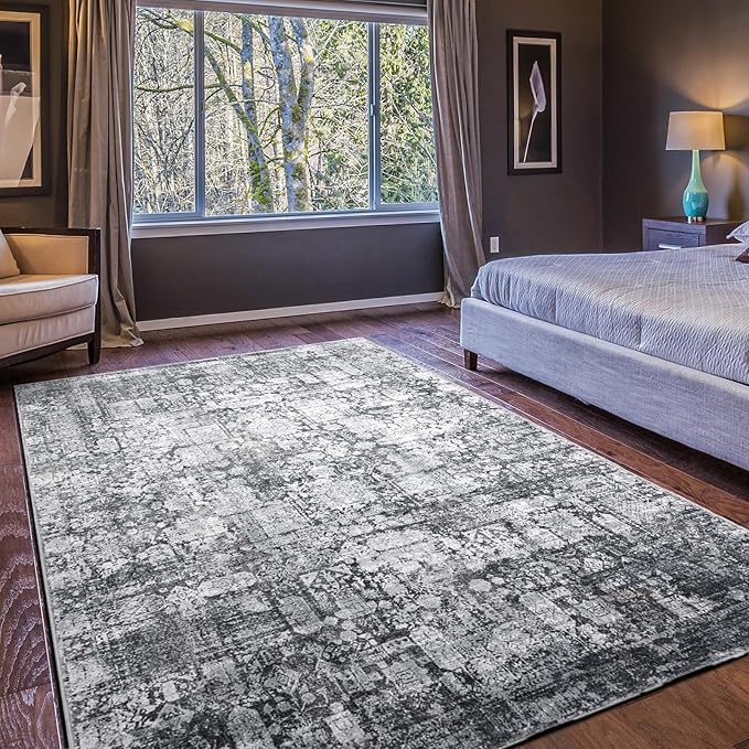 Area Rug 8×10, Large Vintage Boho Rug, Ultra-Soft Low Pile, Non Slip, Stain - Image 6