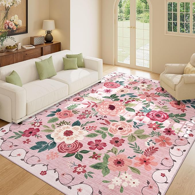 DUKINO 8x10 Area Rug, Floral Rugs - Image 3