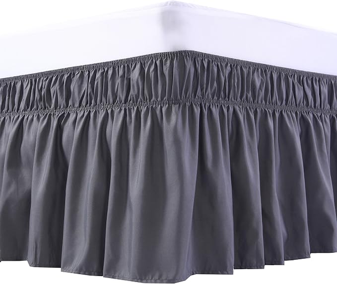 MEILA Wrap Around Bed Skirt Three Fabric Sides Elastic Dust Ruffled 18 Inch by MEILA