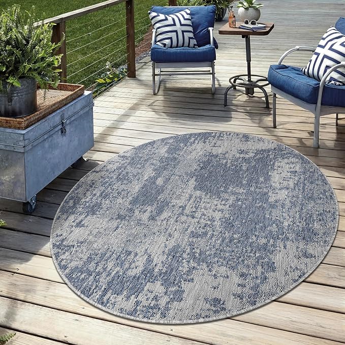 Keen Home Design Terrace Outdoor Round Rug - 8ft Round Washable Indoor/Outdoor by KeenHomeDesign