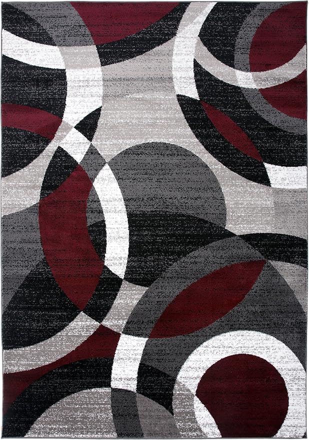 Rugshop Red Modern Geometric Indoor Area Rug, Overlapping Circle Pattern - Image 2