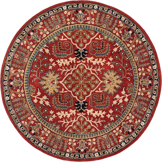 SAFAVIEH Antiquity Collection 4' Round Red/Multi AT64A Handmade Traditional - Image 3
