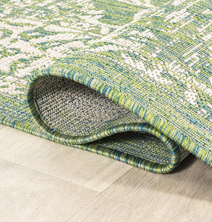 JONATHAN Y Weave Floral Indoor Outdoor Area Rug 3X5 Cream/Green, Tela Bohemian - Image 6