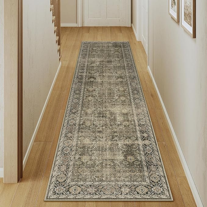 Light Brown 2x7 Vintage Area Rug Hallway Indoor Kitchen Washable Living Room - Image 5