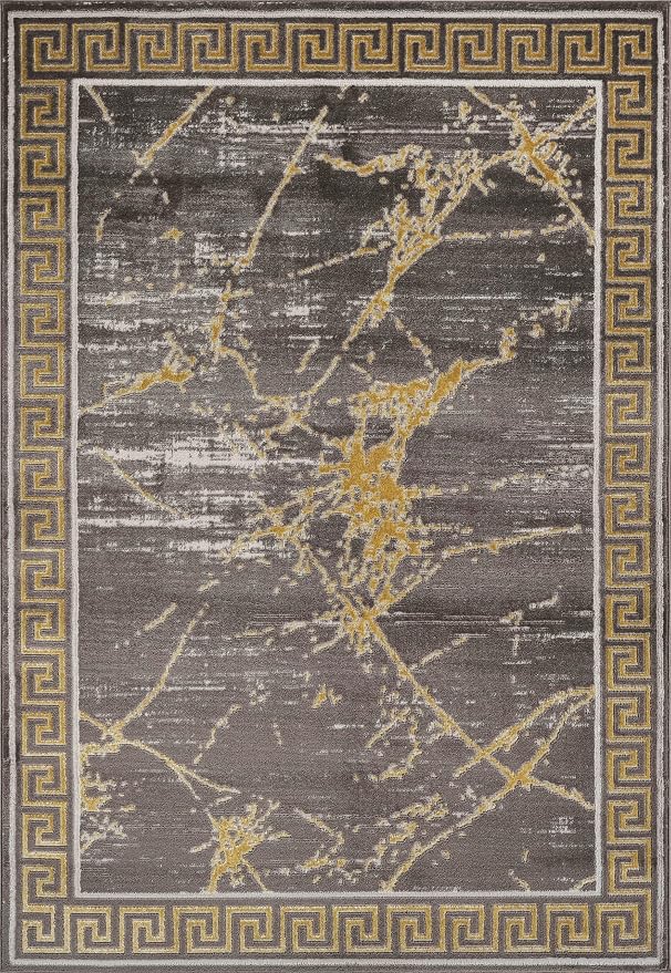 GLORY RUGS Area Rugs Marble 8x10 Brown Gold Carpet Modern Abstract Rug Living - Image 2