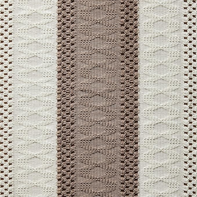 ZeeMart Macrame Style Bicolor Stitching Table Runner, 14 x 108 Inch Cocoa - Image 6