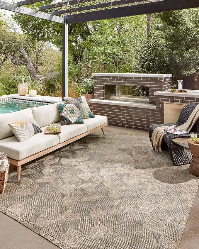 Loloi Dawn Collection Indoor/Outdoor DAW-08 Beige 6'-4" x 9'-2" Area Rug - Image 5