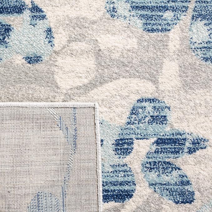 SAFAVIEH Evoke Collection 3' x 5' Grey/Light Blue EVK236J Floral Non-Shedding - Image 3