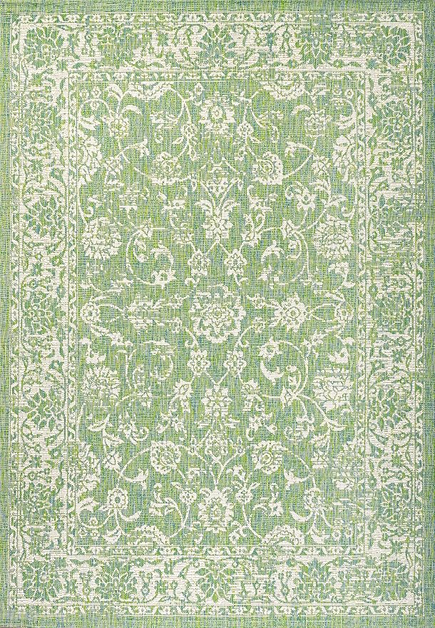 JONATHAN Y Weave Floral Indoor Outdoor Area Rug 3X5 Cream/Green, Tela Bohemian - Image 9