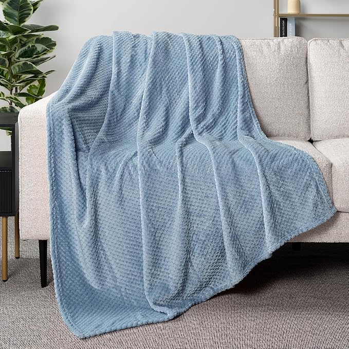 PAVILIA Dusty Blue Throw Blanket - Image 3