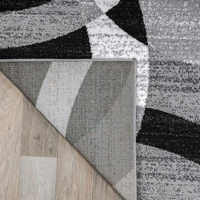 Rugshop Gray Modern Geometric Area Rug, Abstract Circles, High-Traffic - Image 6