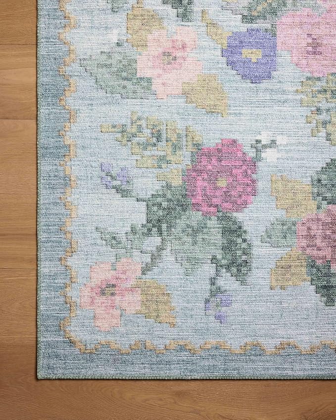 Loloi Rifle Paper Co. Rosa Collection RSA-02 Sky 2'-6" x 12'-0" Runner Rug - Image 4