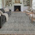 Vintage Area Rug 8x10 Grey Brown Washable Living Room Large Carpet Non Slip by PureCozy