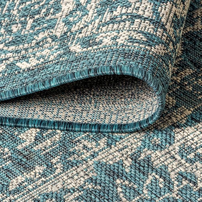 JONATHAN Y Weave Floral Indoor Outdoor Area Rug 3X5 Teal/Gray, Tela Bohemian - Image 5