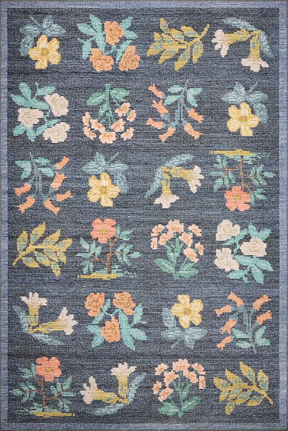 Loloi Rifle Paper Co. Rosa Collection RSA-03 Navy 2'-6" x 12'-0" Runner Rug - Image 2