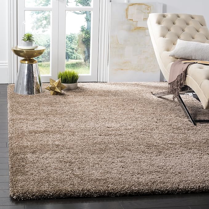 SAFAVIEH Milan Shag Collection 11' Square Dark Beige SG180 Solid Non-Shedding - Image 2