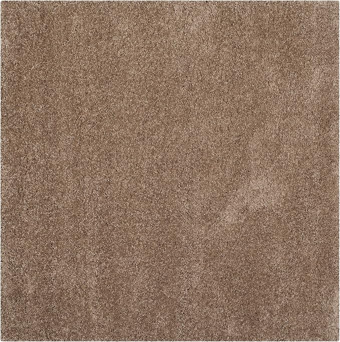 SAFAVIEH Milan Shag Collection 5'1" Square Dark Beige SG180 Solid Non-Shedding - Image 2