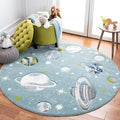 SAFAVIEH Carousel Kids Collection 5'3" Round Teal/Ivory CRK103J Outer Space by SAFAVIEH