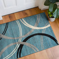 Rugshop Modern Wavy Circles Design Accent Rug, Fade-Resistant Carpet by Rugshop