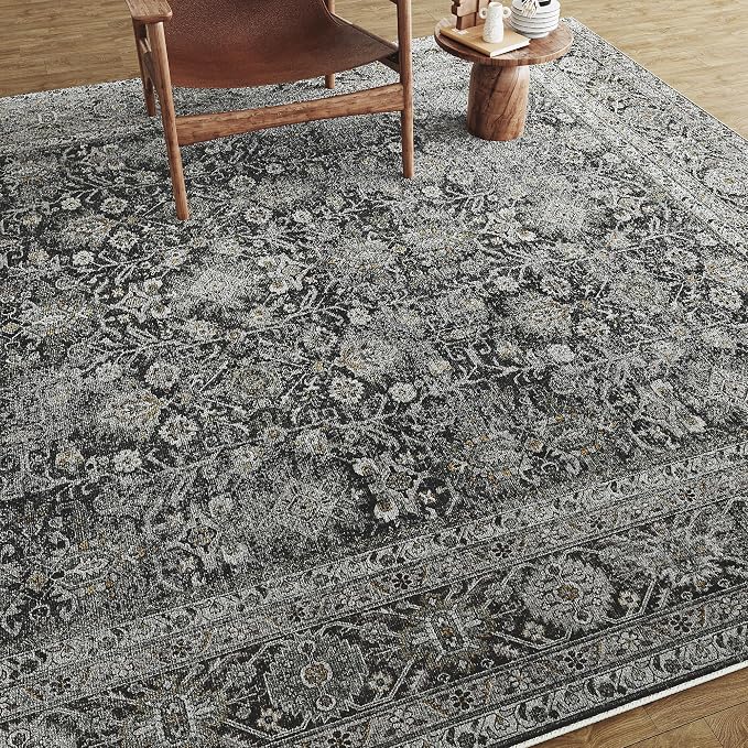 Black Runner Rug 3x7 Vintage Area Carpet Hallway Long Indoor Kitchen Washable - Image 9