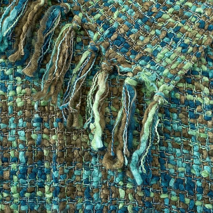 Multi-Color Green Cable Knitted Throw Blanket - Image 4