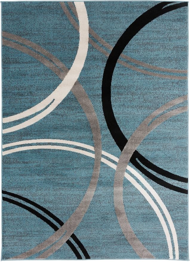 Rugshop Modern Wavy Circles Design Round Rug, Carpet - Image 2