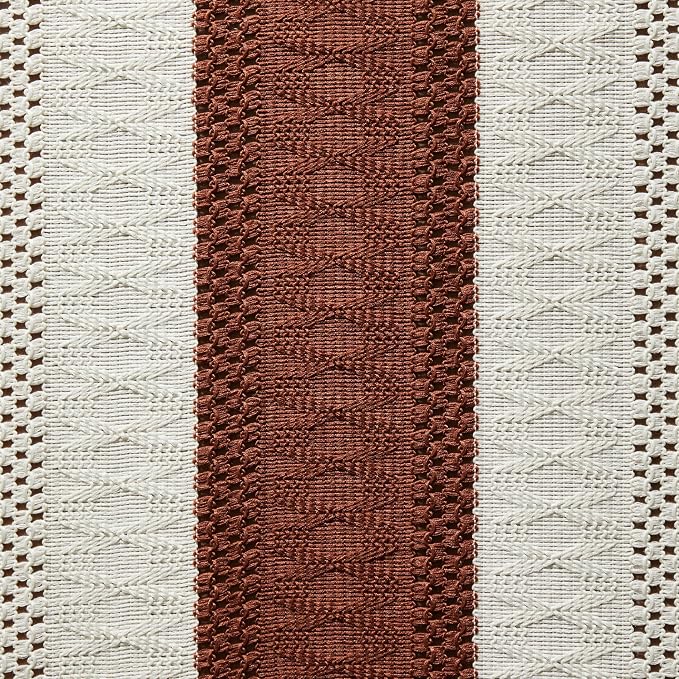 ZeeMart Macrame Style Bicolor Stitching Table Runner, 14 x 60 Inch - Image 6