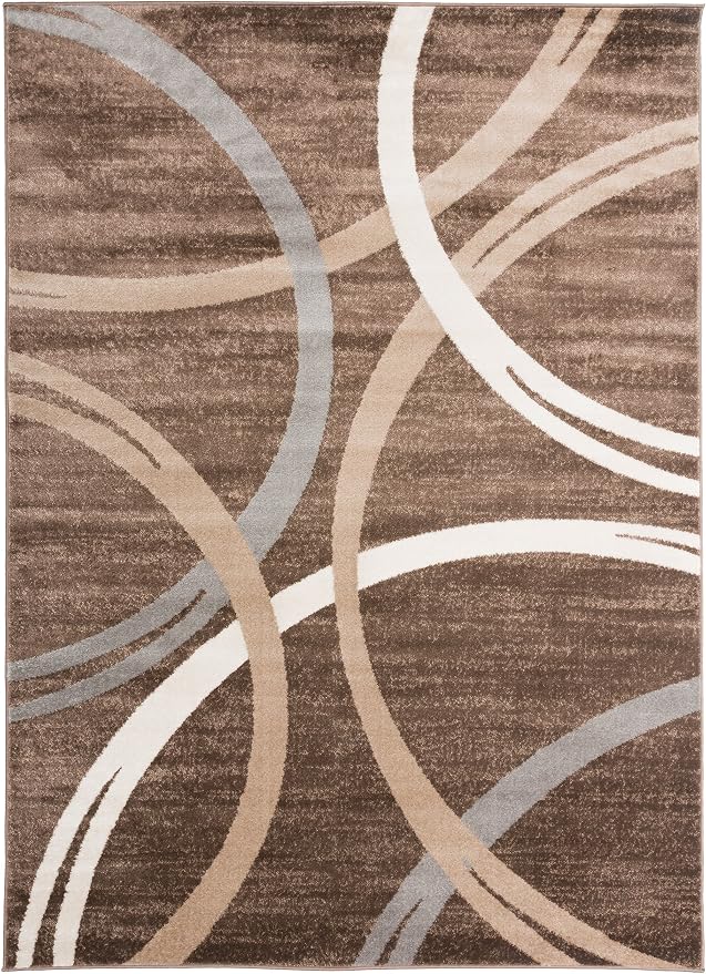 Rugshop Modern Wavy Circles Design Area Rug, Carpet - Image 2