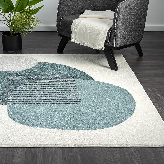 Abani Deco Collection Area Rug -Cream/Green Minimalist Design -6' x 9' - Image 6
