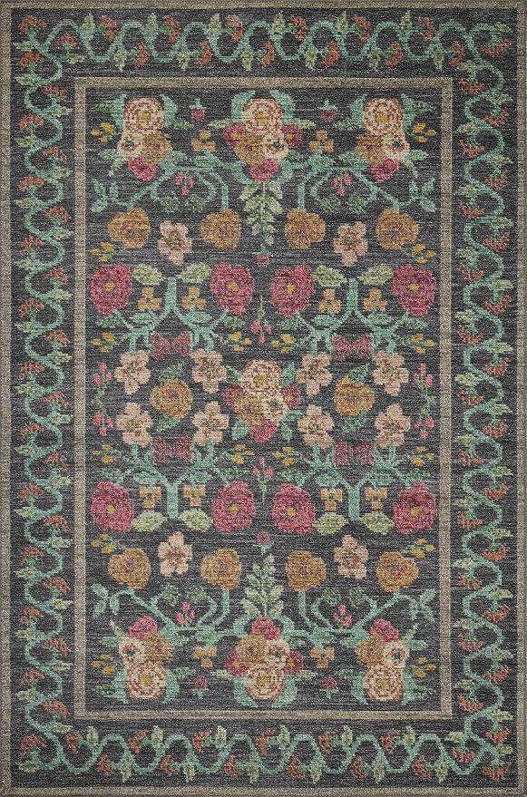 Loloi Rifle Paper Co. Rosa Collection RSA-01 Black 2'-0" x 5'-0" Accent Rug - Image 2