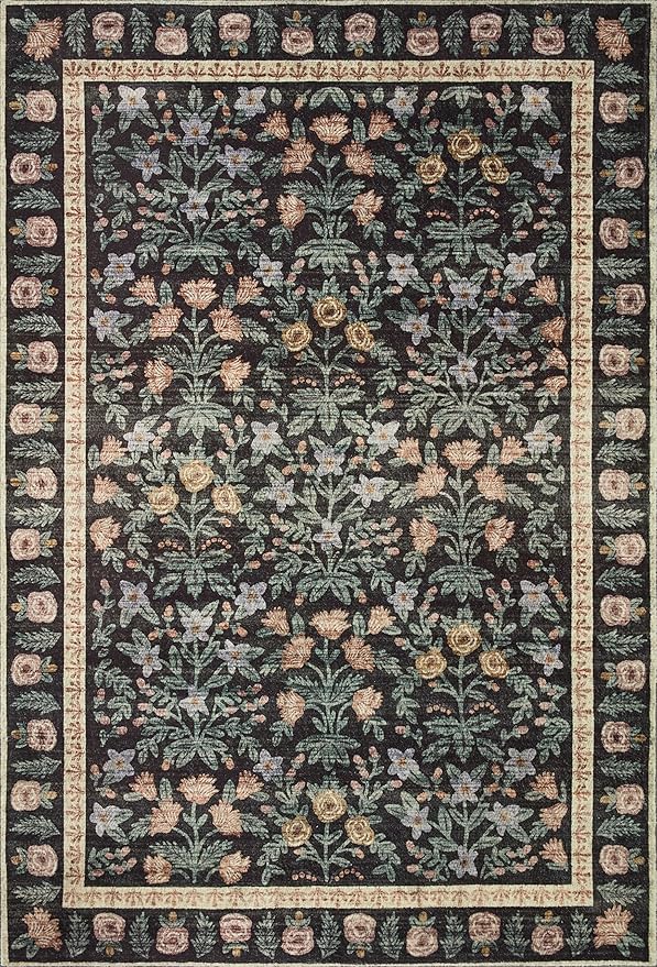 Loloi Rifle Paper Co. Eden Collection EDE-02 Mughal Garden Black 5'-0" x 7'-6" - Image 3