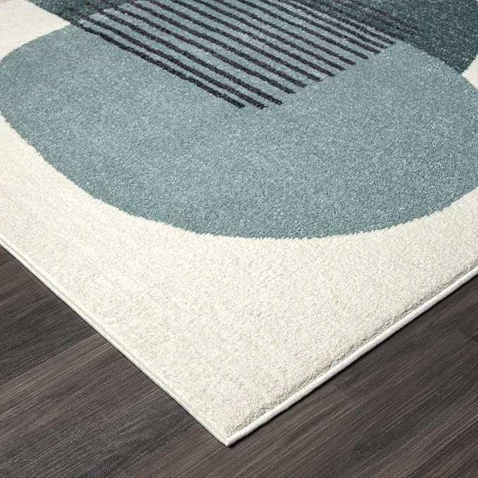 Abani Deco Collection Area Rug -Cream/Green Minimalist Design -6' x 9' - Image 3