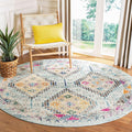 SAFAVIEH Madison Collection 3' Round Blue / Yellow MAD418K Boho Diamond by SAFAVIEH