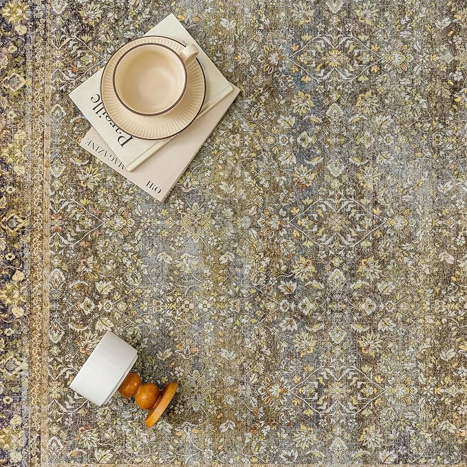 Area Rug 6x9 Brown Living Room Washable Vintage Carpet Non Slip Indoor Retro - Image 6