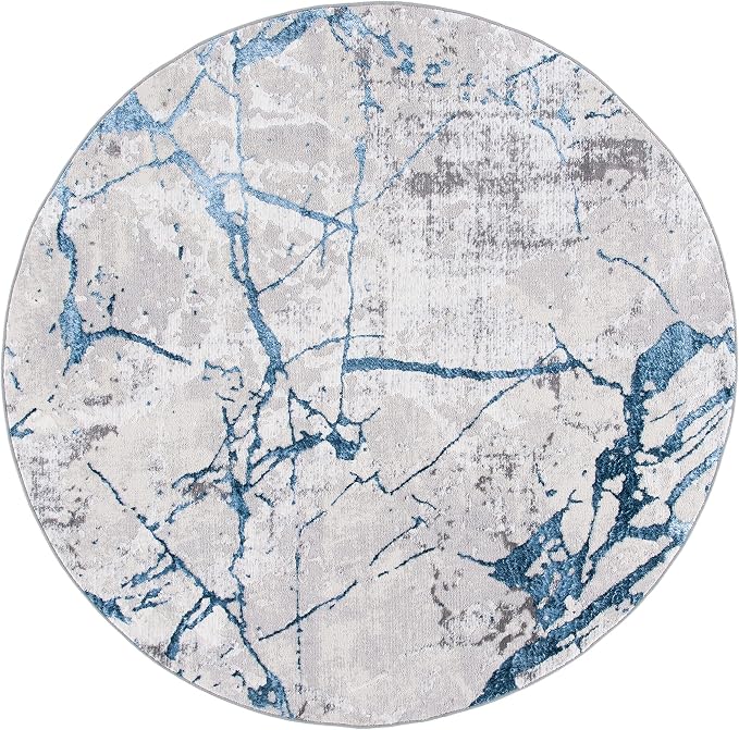 SAFAVIEH Amelia Collection 3' Round Grey/Blue ALA293F Modern Abstract - Image 3