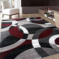 Rugshop Red Modern Geometric Indoor Area Rug, Overlapping Circle Pattern by Rugshop
