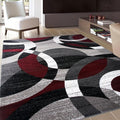 Rugshop Red Modern Geometric Indoor Large Area Rug, Overlapping Circle Pattern by Rugshop