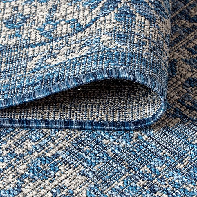 JONATHAN Y Weave Floral Indoor Outdoor Area Rug 8X10 Navy/Gray, Tela Bohemian - Image 6